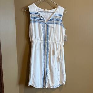 Kenji Boho Sleeveless Embroidered Beaded Fair Isle Sheath Dress Aztec Womens 6